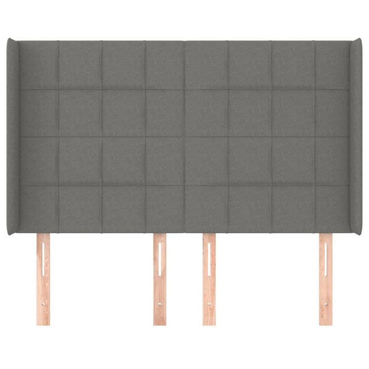 sengegavl med kanter 147x16x118/128 cm stof mørkegrå