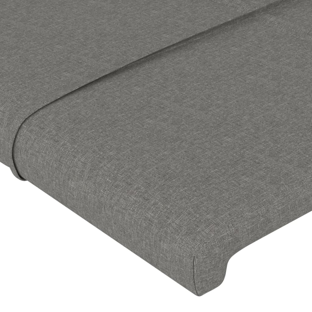 sengegavl med kanter 147x16x118/128 cm stof mørkegrå