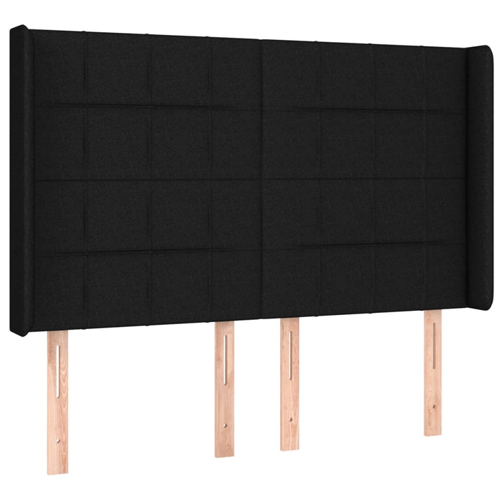 sengegavl med kanter 147x16x118/128 cm stof sort