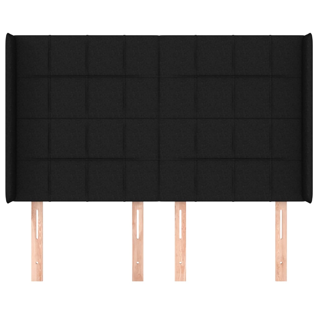 sengegavl med kanter 147x16x118/128 cm stof sort