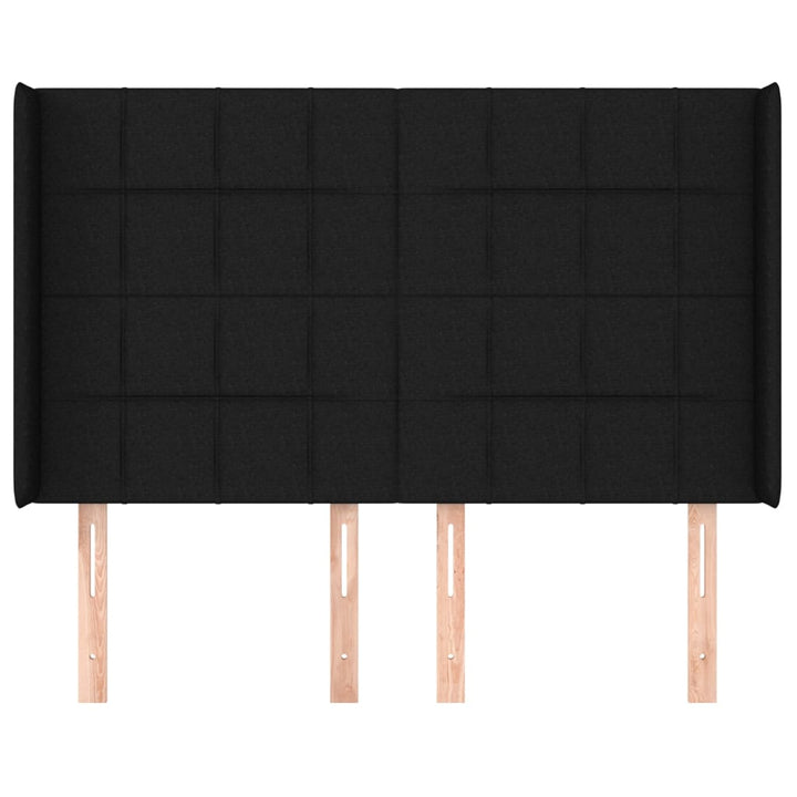 sengegavl med kanter 147x16x118/128 cm stof sort