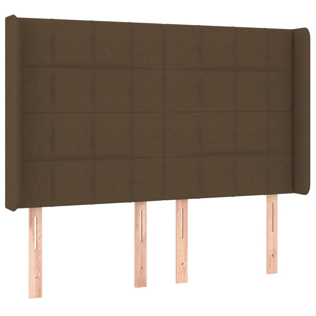 sengegavl med kanter 147x16x118/128 cm stof mørkebrun