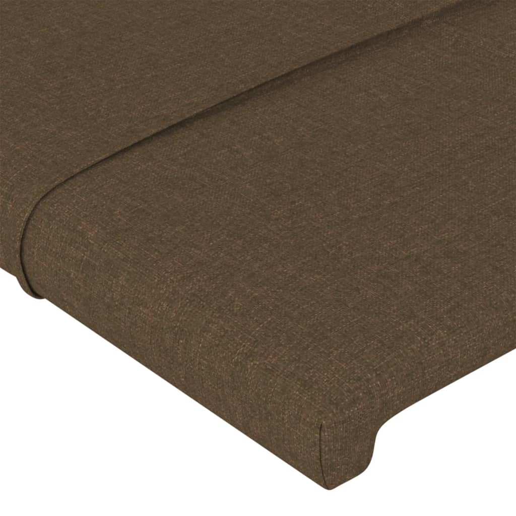 sengegavl med kanter 147x16x118/128 cm stof mørkebrun