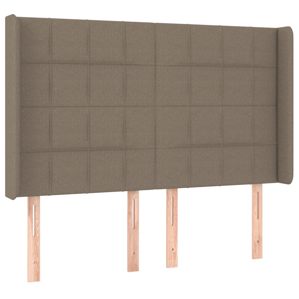 sengegavl med kanter 147x16x118/128 cm stof gråbrun