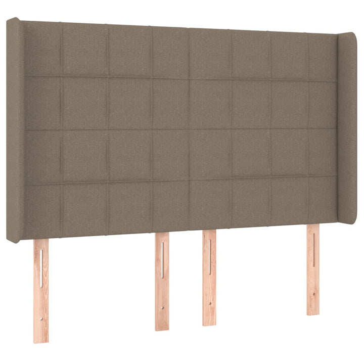 sengegavl med kanter 147x16x118/128 cm stof gråbrun