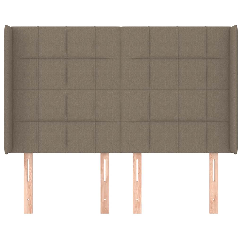 sengegavl med kanter 147x16x118/128 cm stof gråbrun