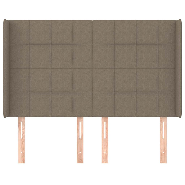 sengegavl med kanter 147x16x118/128 cm stof gråbrun