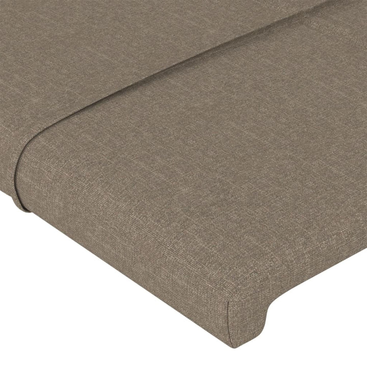 sengegavl med kanter 147x16x118/128 cm stof gråbrun