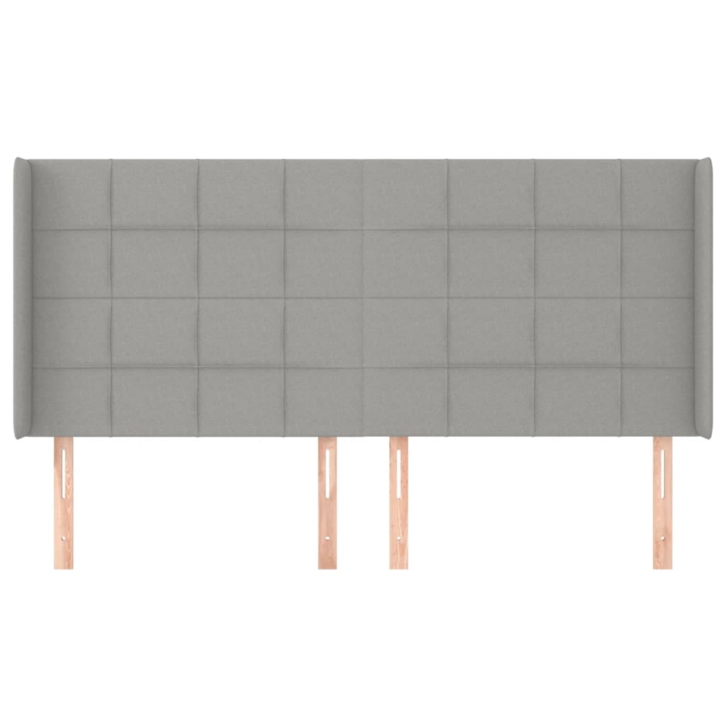 sengegavl med kanter 163x16x118/128 cm stof lysegrå