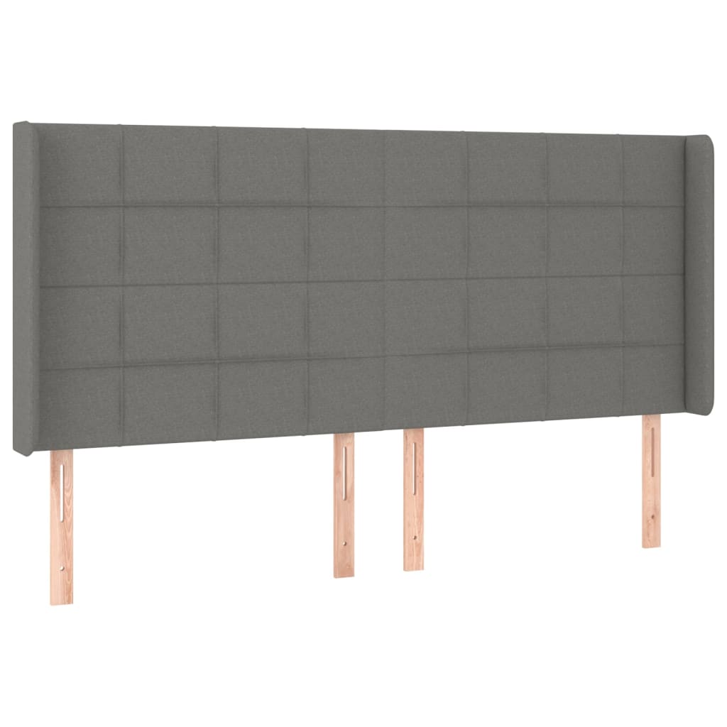 sengegavl med kanter 163x16x118/128 cm stof mørkegrå