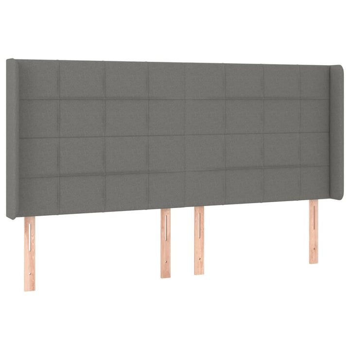 sengegavl med kanter 163x16x118/128 cm stof mørkegrå