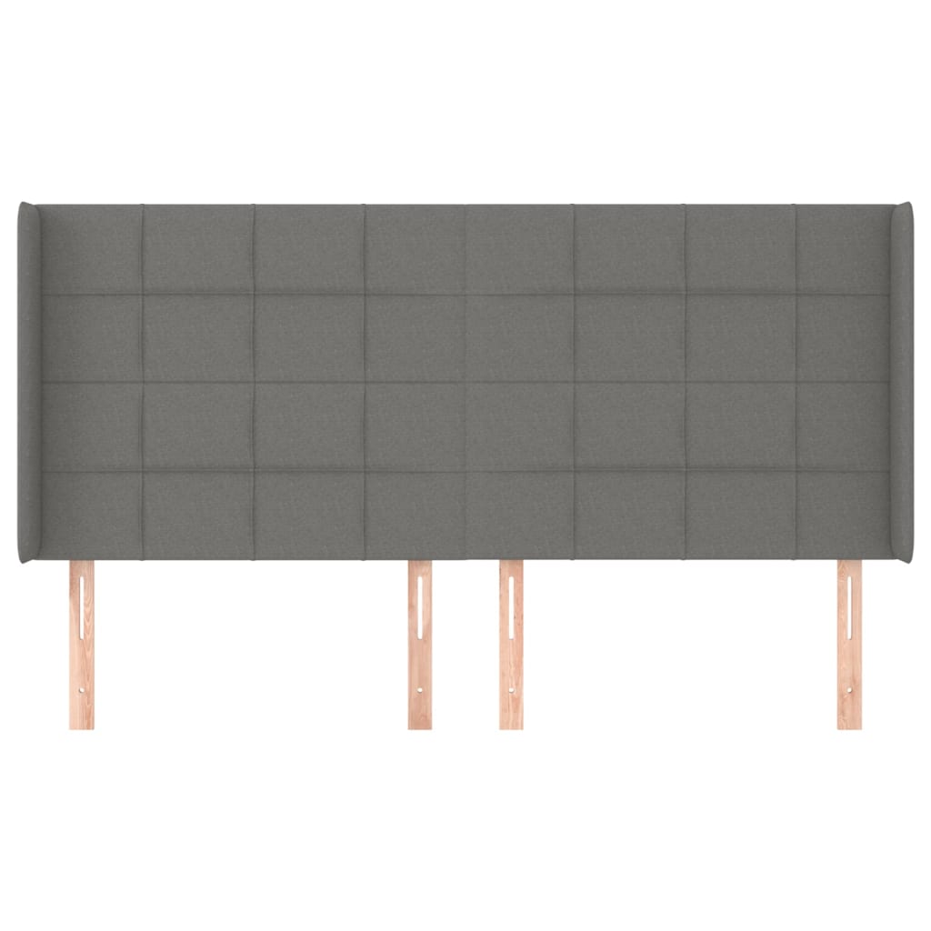 sengegavl med kanter 163x16x118/128 cm stof mørkegrå