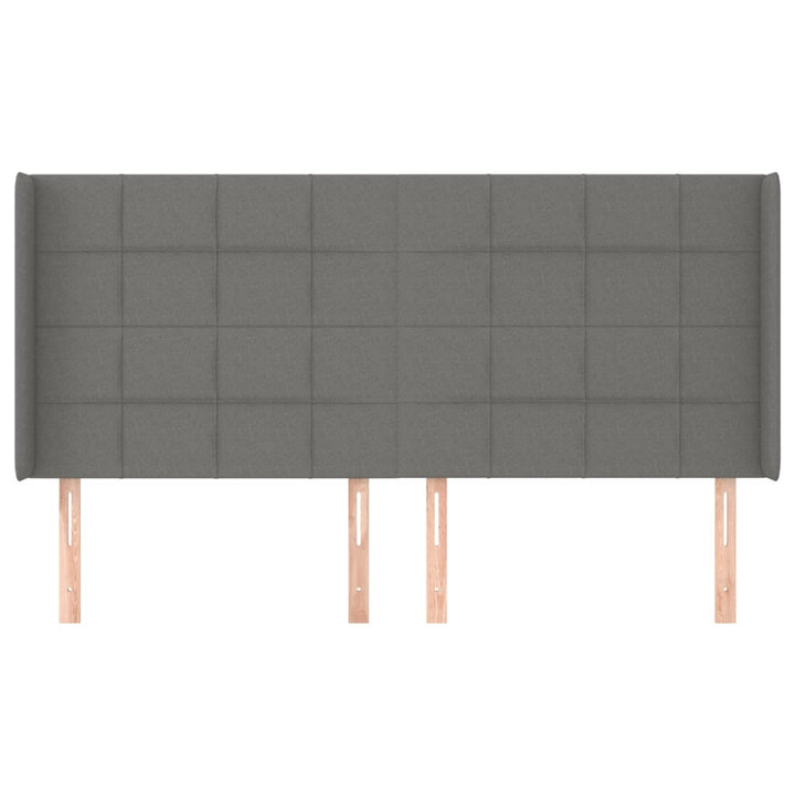 sengegavl med kanter 163x16x118/128 cm stof mørkegrå