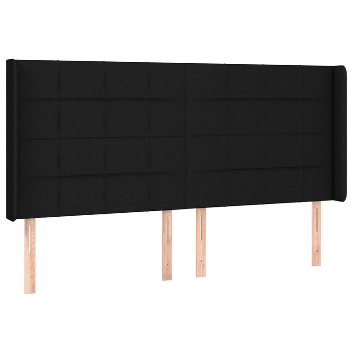sengegavl med kanter 163x16x118/128 cm stof sort