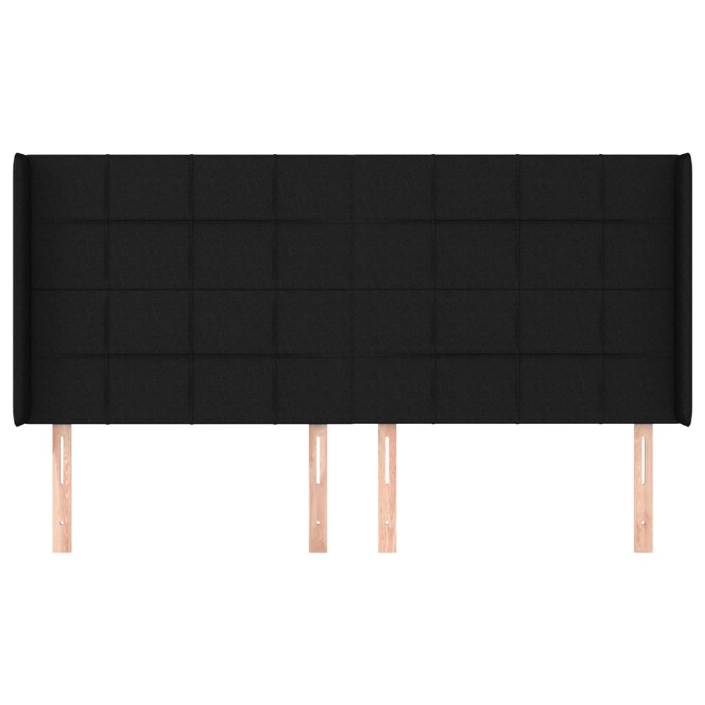 sengegavl med kanter 163x16x118/128 cm stof sort