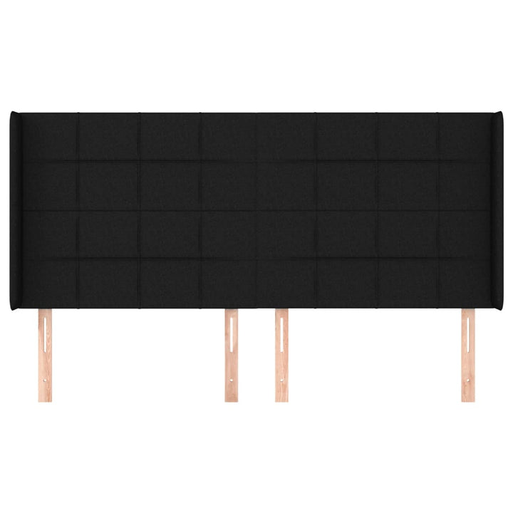sengegavl med kanter 163x16x118/128 cm stof sort