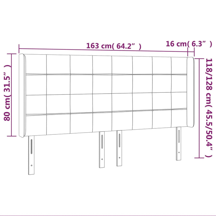 sengegavl med kanter 163x16x118/128 cm stof sort