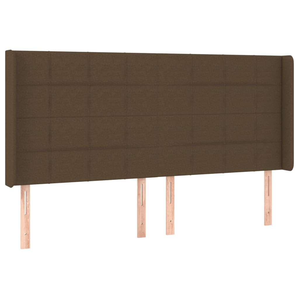 sengegavl med kanter 163x16x118/128 cm stof mørkebrun