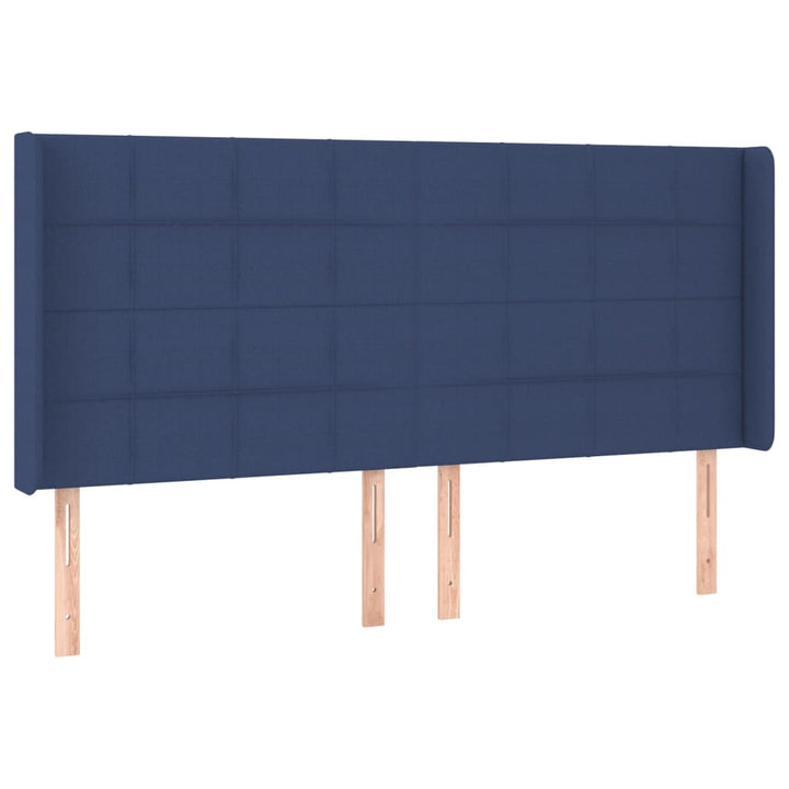 sengegavl med kanter 163x16x118/128 cm stof blå