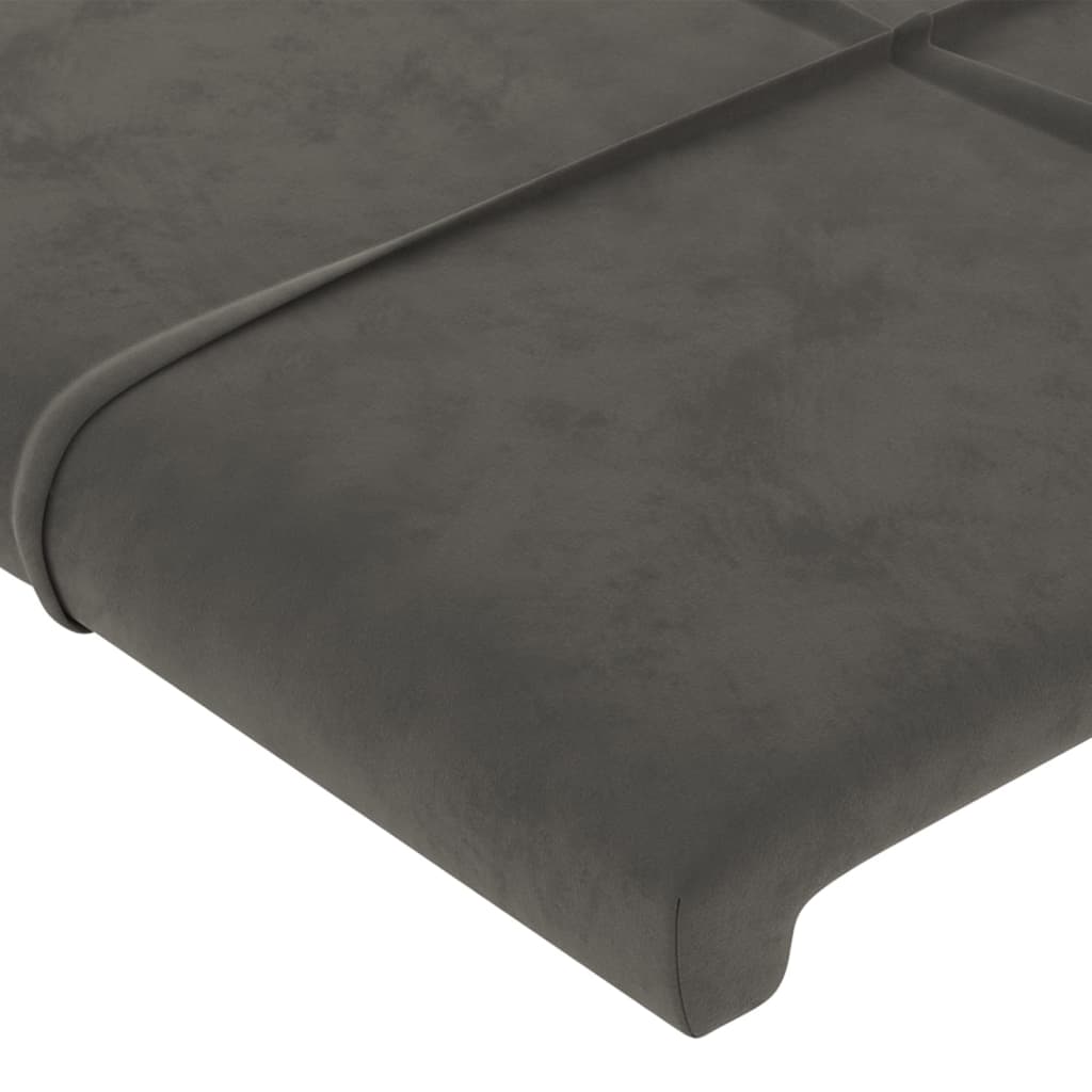sengegavl med kanter 147x16x118/128 cm fløjl mørkegrå