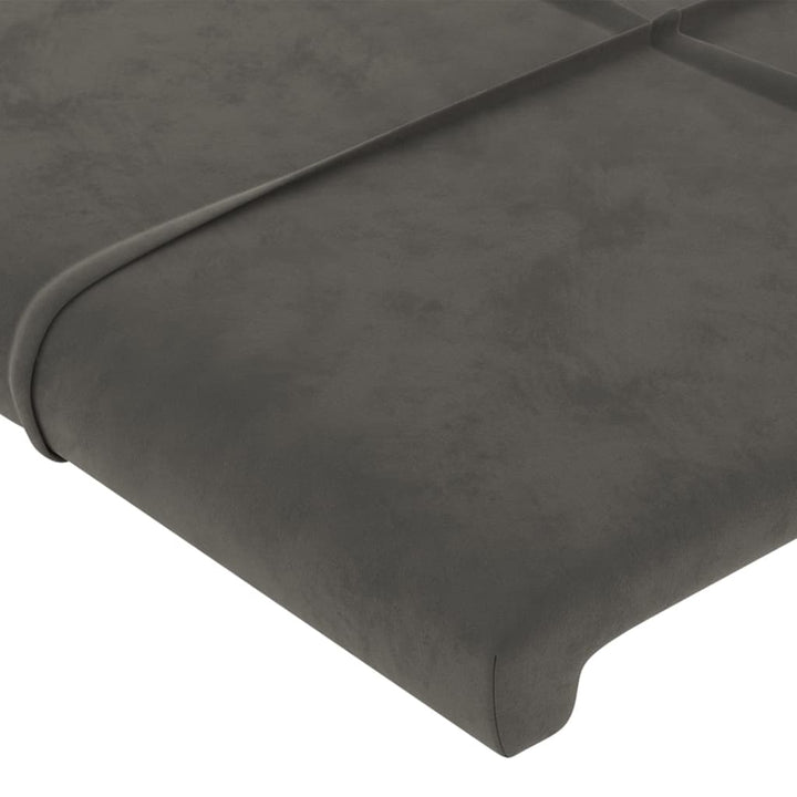 sengegavl med kanter 147x16x118/128 cm fløjl mørkegrå