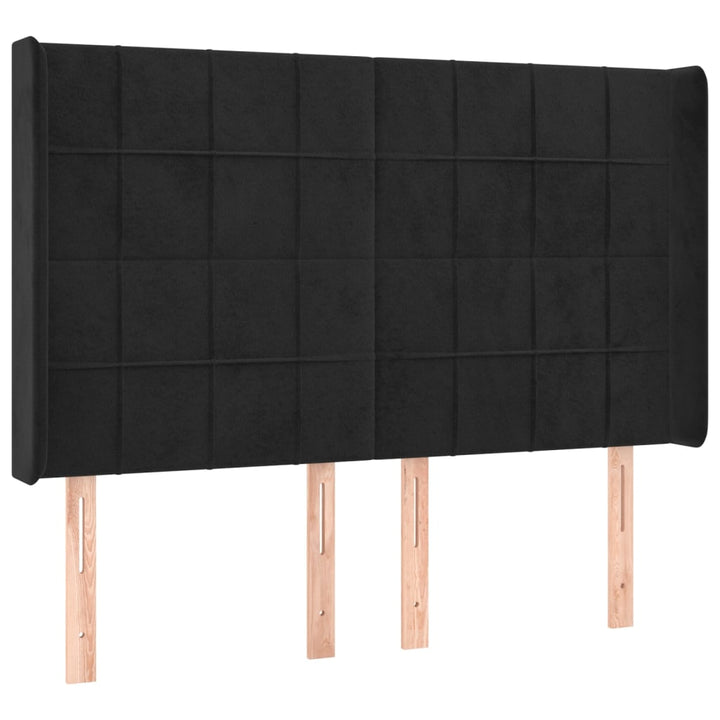 sengegavl med kanter 147x16x118/128 cm fløjl sort