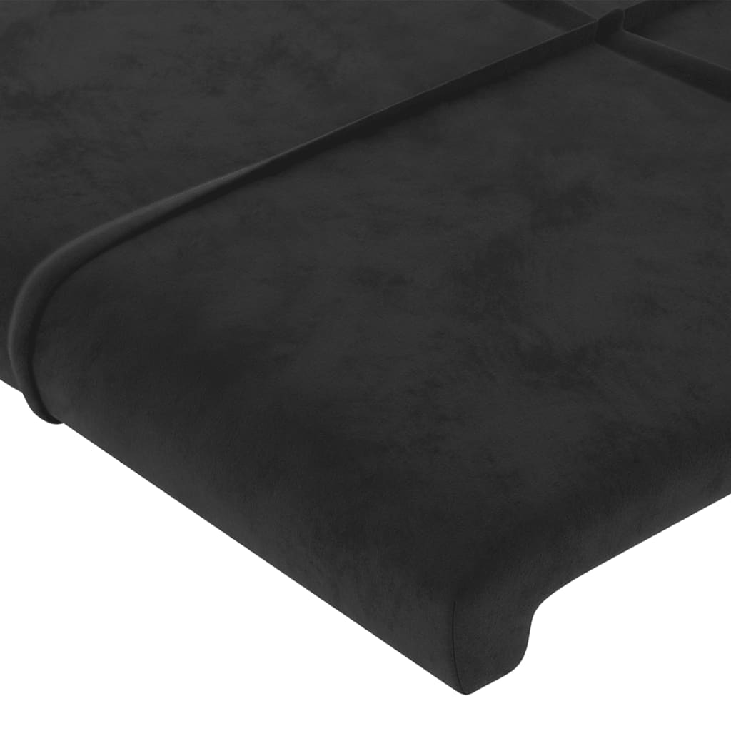 sengegavl med kanter 147x16x118/128 cm fløjl sort