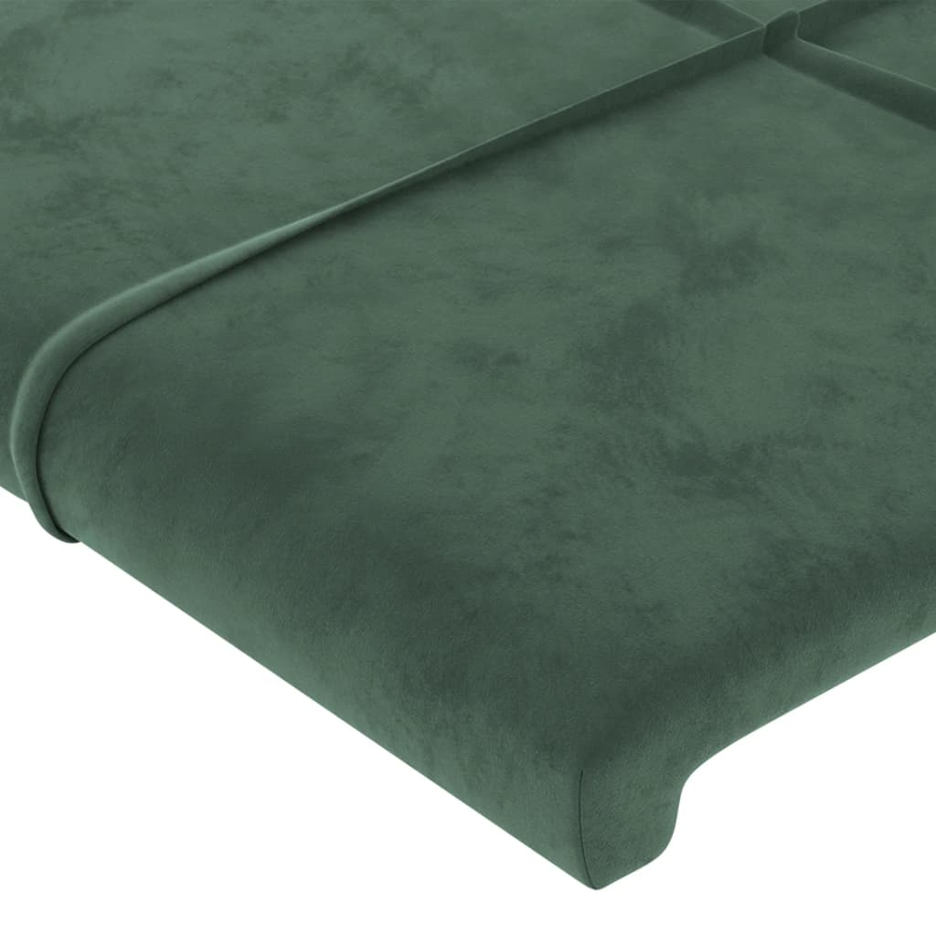 sengegavl med kanter 147x16x118/128 cm fløjl mørkegrøn