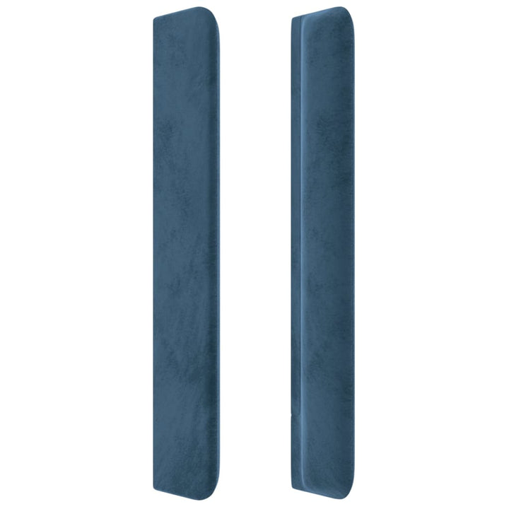 sengegavl med kanter 147x16x118/128 cm fløjl mørkeblå