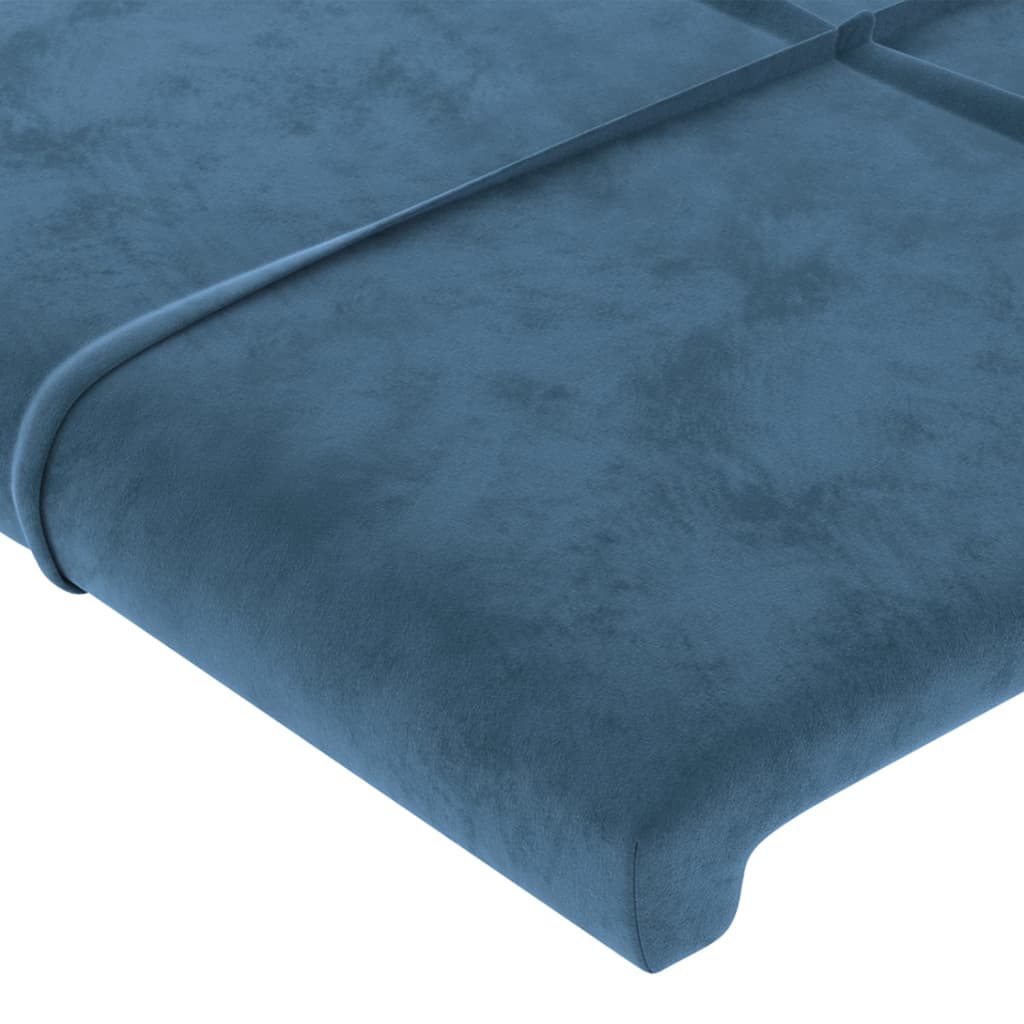 sengegavl med kanter 147x16x118/128 cm fløjl mørkeblå