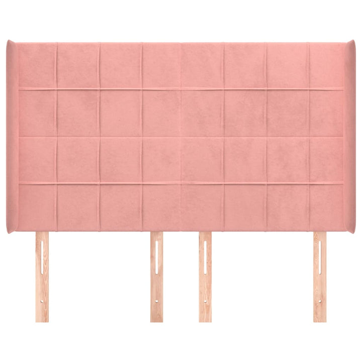 sengegavl med kanter 147x16x118/128 cm fløjl lyserød