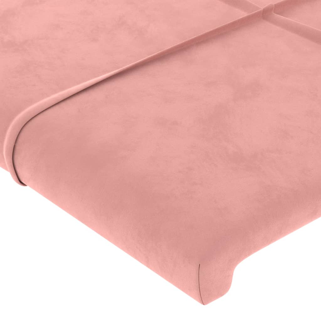 sengegavl med kanter 147x16x118/128 cm fløjl lyserød