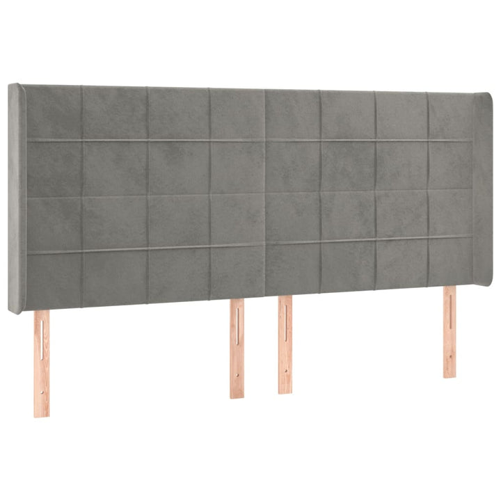 sengegavl med kanter 163x16x118/128 cm fløjl lysegrå
