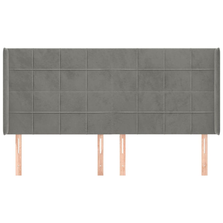 sengegavl med kanter 163x16x118/128 cm fløjl lysegrå