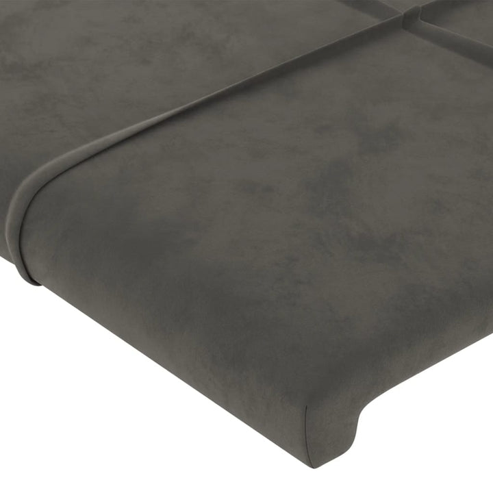sengegavl med kanter 163x16x118/128 cm fløjl mørkegrå