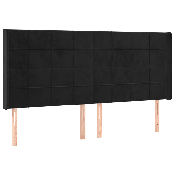 sengegavl med kanter 163x16x118/128 cm fløjl sort