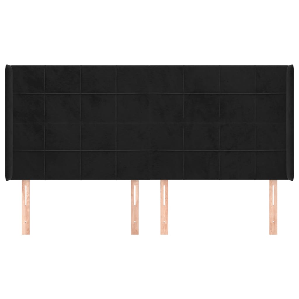 sengegavl med kanter 163x16x118/128 cm fløjl sort