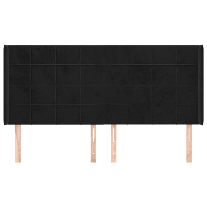 sengegavl med kanter 163x16x118/128 cm fløjl sort