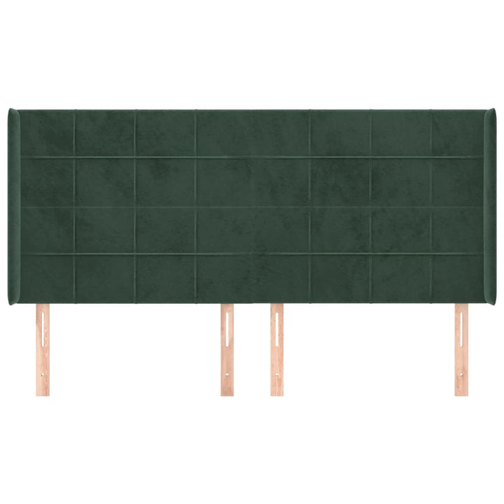 sengegavl med kanter 163x16x118/128 cm fløjl mørkegrøn