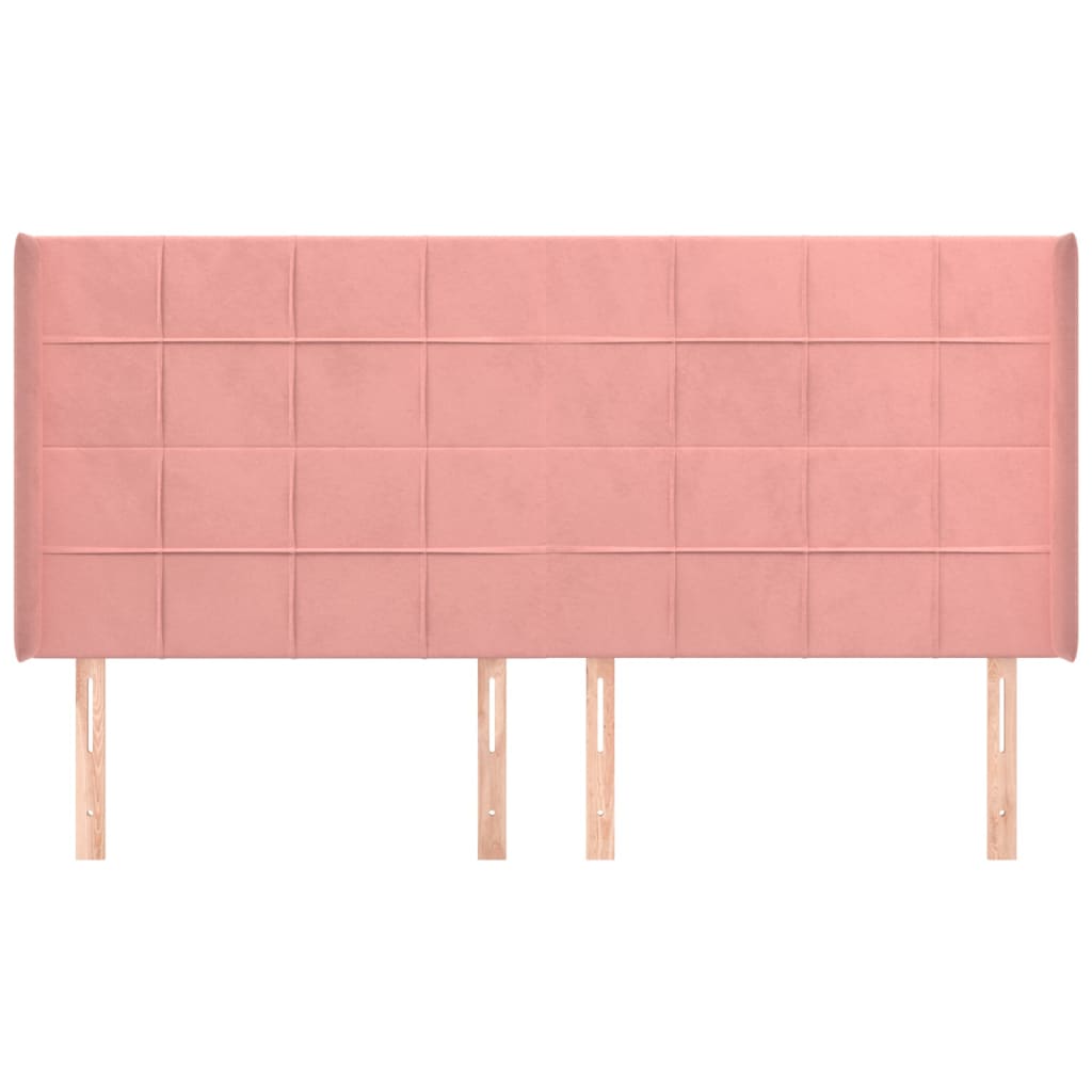 sengegavl med kanter 163x16x118/128 cm fløjl lyserød