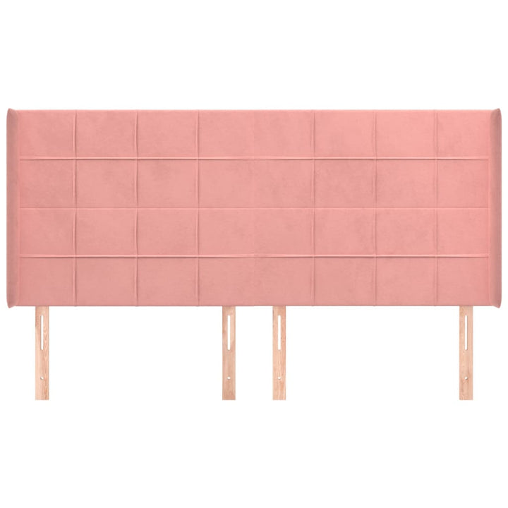 sengegavl med kanter 163x16x118/128 cm fløjl lyserød