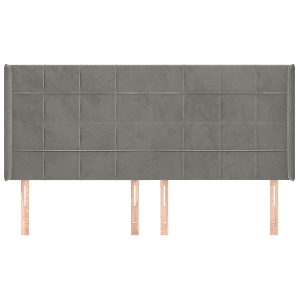 sengegavl med kanter 183x16x118/128 cm fløjl lysegrå