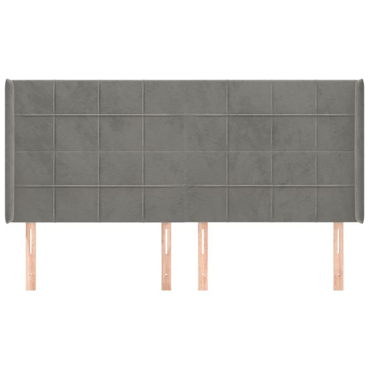 sengegavl med kanter 183x16x118/128 cm fløjl lysegrå