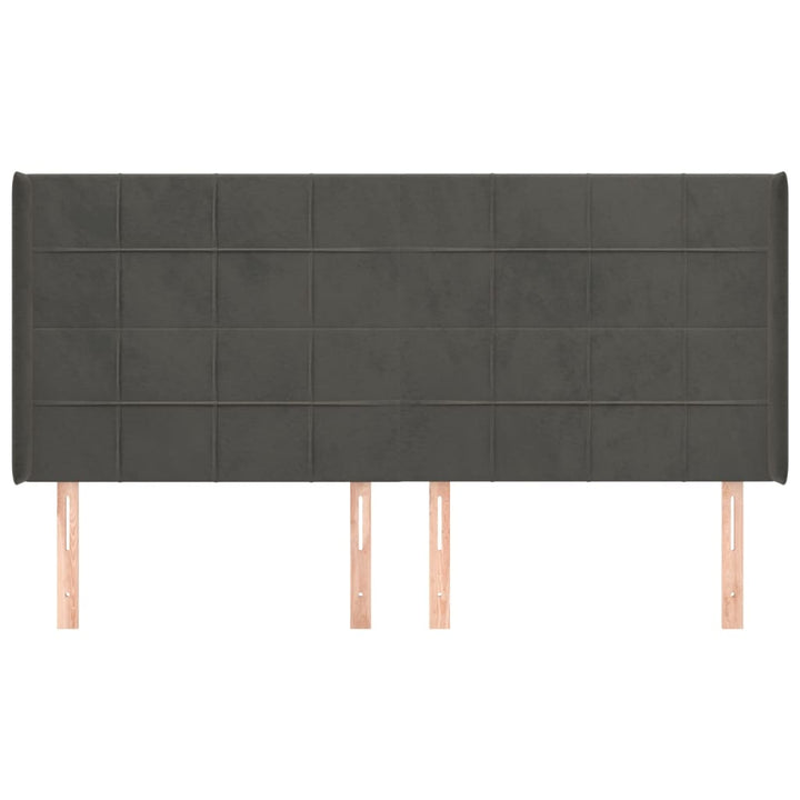 sengegavl med kanter 183x16x118/128 cm fløjl mørkegrå