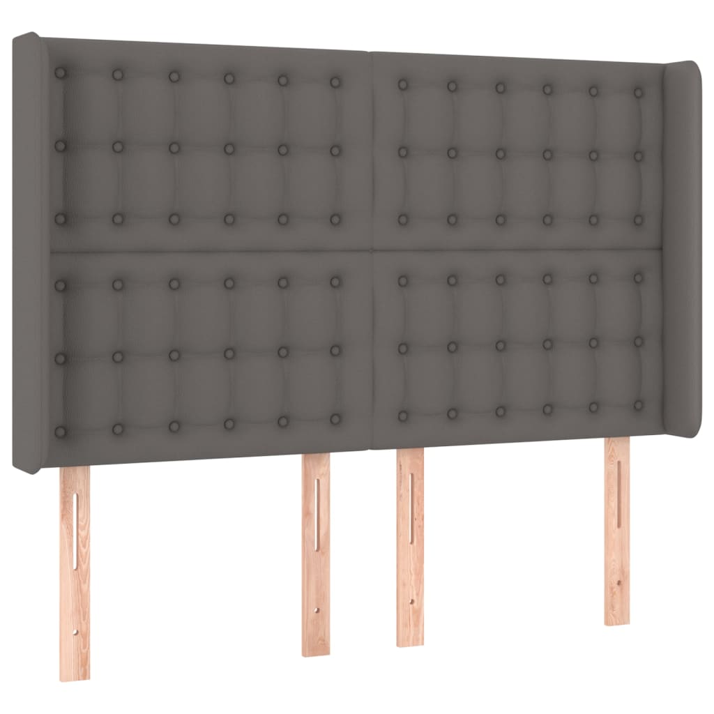 sengegavl med kanter 147x16x118/128 cm kunstlæder grå