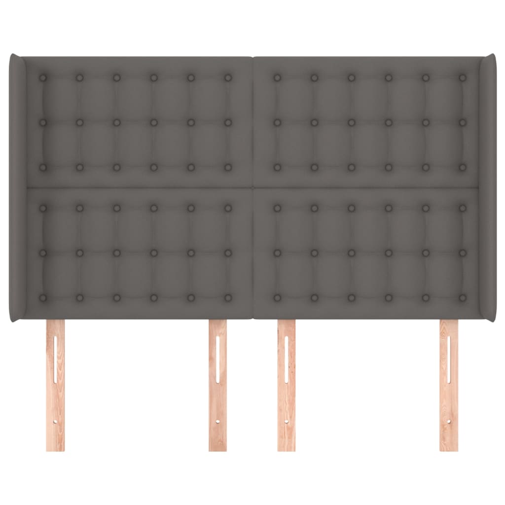 sengegavl med kanter 147x16x118/128 cm kunstlæder grå