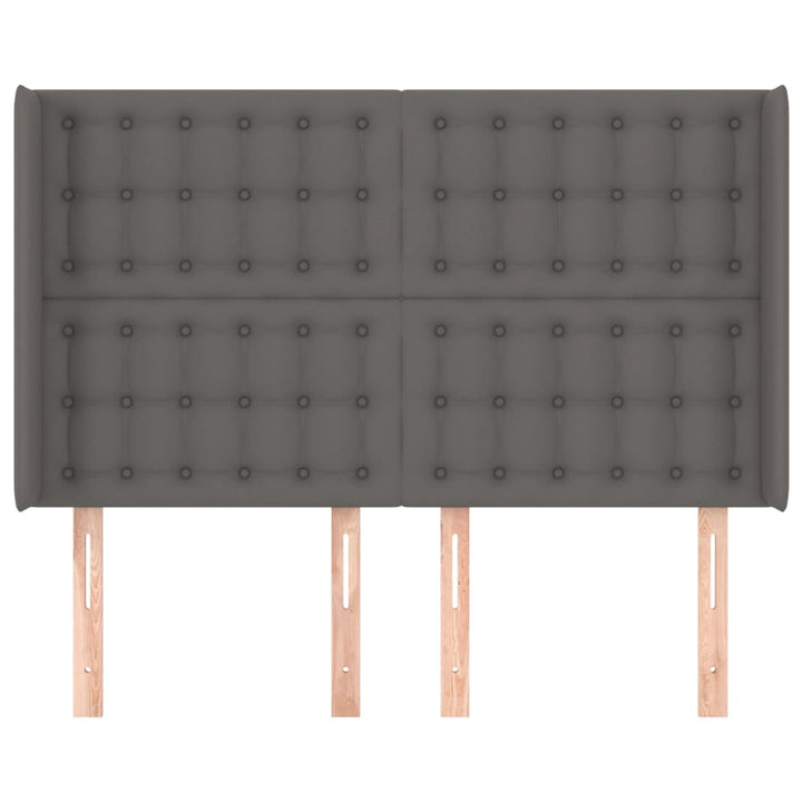 sengegavl med kanter 147x16x118/128 cm kunstlæder grå