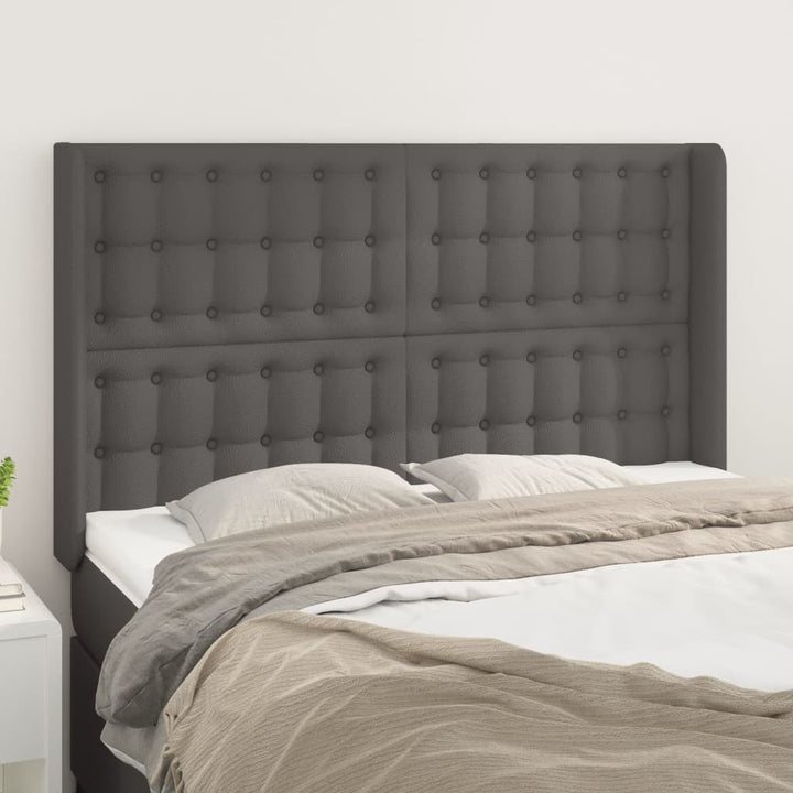 sengegavl med kanter 147x16x118/128 cm kunstlæder grå