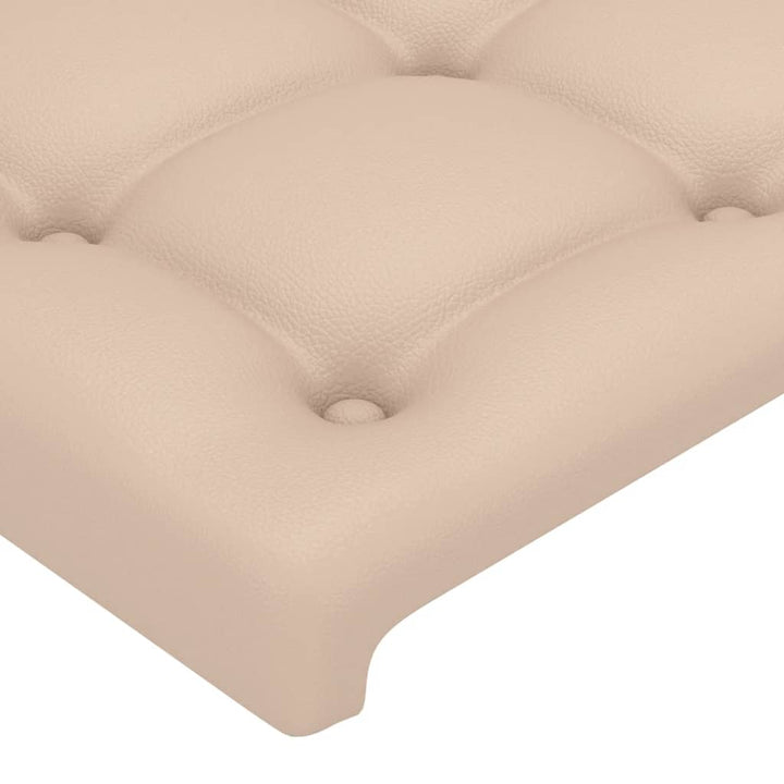 sengegavl med kanter 147x16x118/128 cm kunstlæder cappuccino
