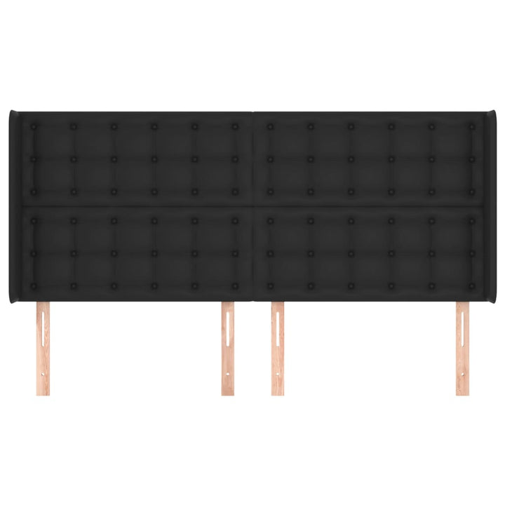 sengegavl med kanter 163x16x118/128 cm kunstlæder sort
